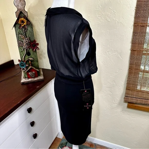NWT! Bebe Black Blouse Dress - Picture 5 of 7